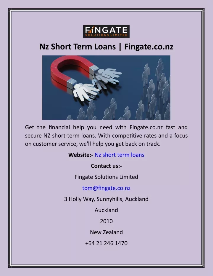 nz short term loans fingate co nz