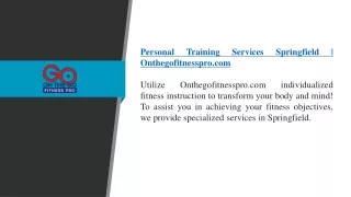 Personal Training Services Springfield  Onthegofitnesspro.com