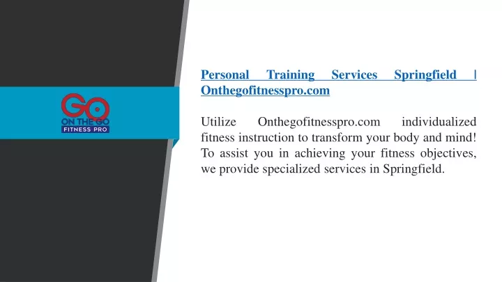 personal training services springfield