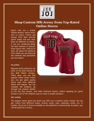 Shop Custom Mlb Jersey from Top-Rated Online Stores