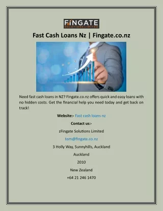 Fast Cash Loans Nz  Fingate.co.nz
