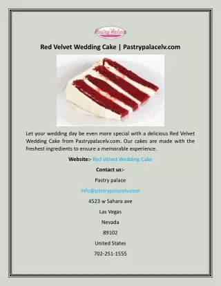 Red Velvet Wedding Cake  Pastrypalacelv