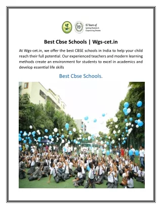 Best Cbse Schools  Wgs-cet.in