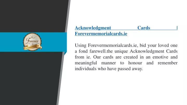 acknowledgment cards forevermemorialcards