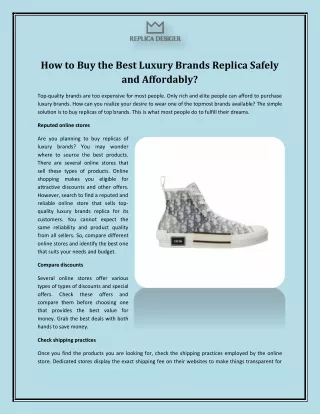 How to Buy the Best Luxury Brands Replica Safely and Affordably?