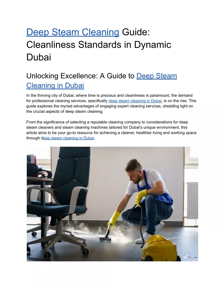 deep steam cleaning guide cleanliness standards