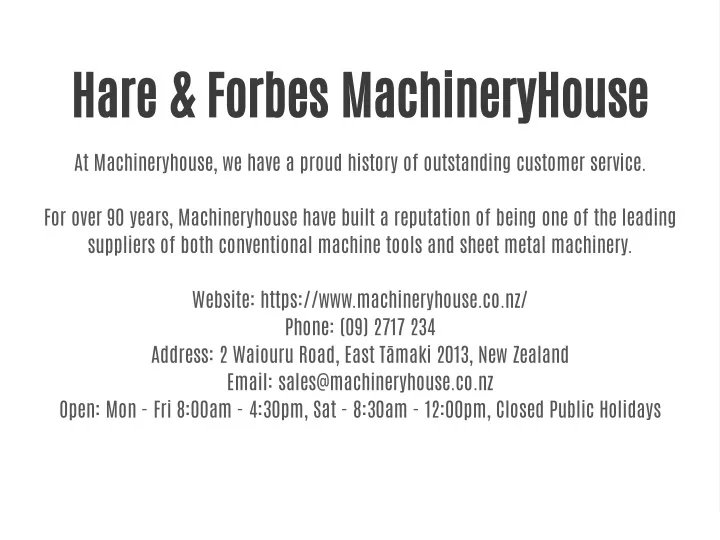 hare forbes machineryhouse
