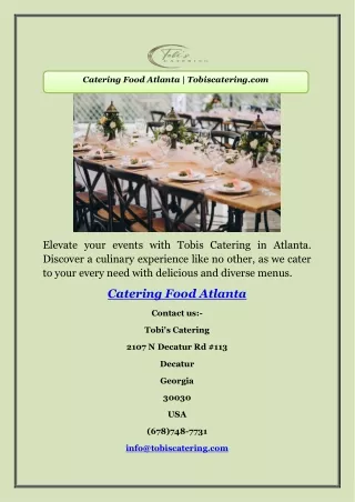 Catering Food Atlanta | Tobiscatering.com