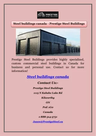 Steel Buildings Canada | Prestigesteel.ca