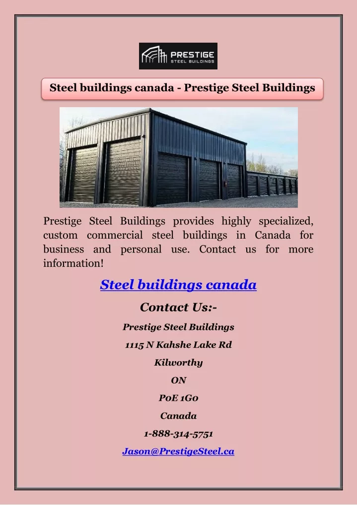 steel buildings canada prestige steel buildings