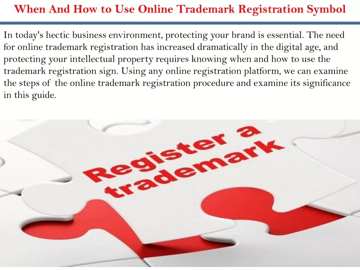 when and how to use online trademark registration