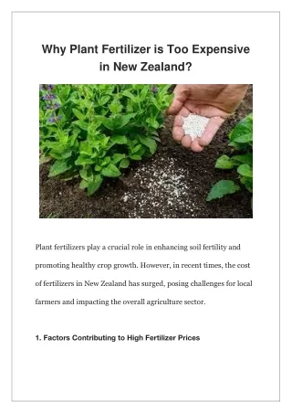 Why Plant Fertilizer is Too Expensive in New Zealand?