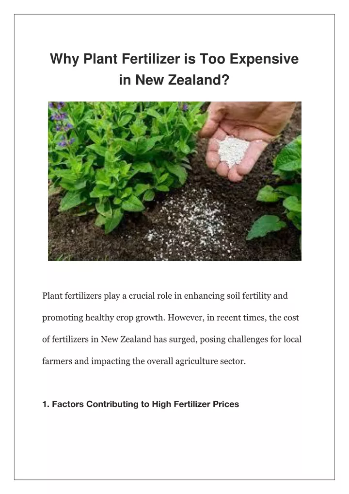 why plant fertilizer is too expensive