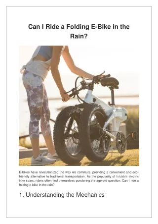 Can I Ride a Folding E-Bike in the Rain?