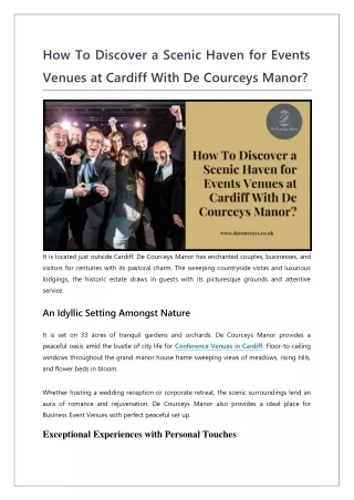 How To Discover Scenic Haven for Event Venues at Cardiff With De Courceys Manor?