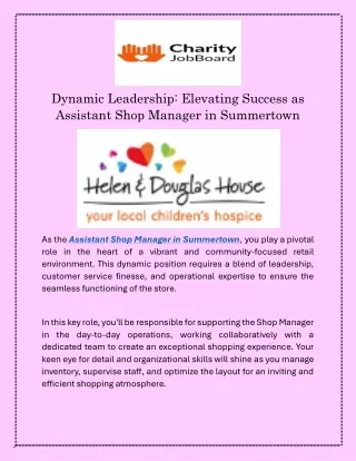 Dynamic Leadership Elevating Success as Assistant Shop Manager in Summertown