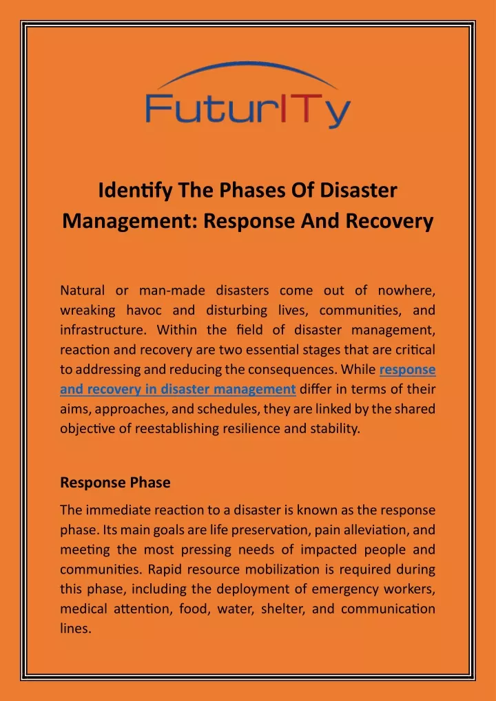 identify the phases of disaster management