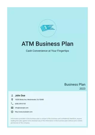 ATM Business Plan Example Template