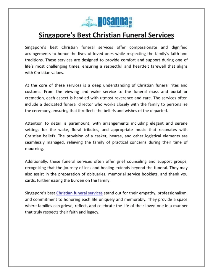 singapore s best christian funeral services