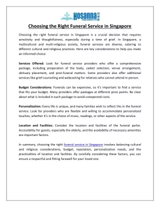 Choosing the Right Funeral Service in Singapore