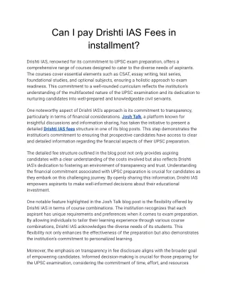 can i pay drishti ias fees in installment