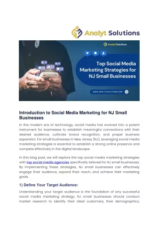 Introduction to Social Media Marketing for NJ Small Businesses