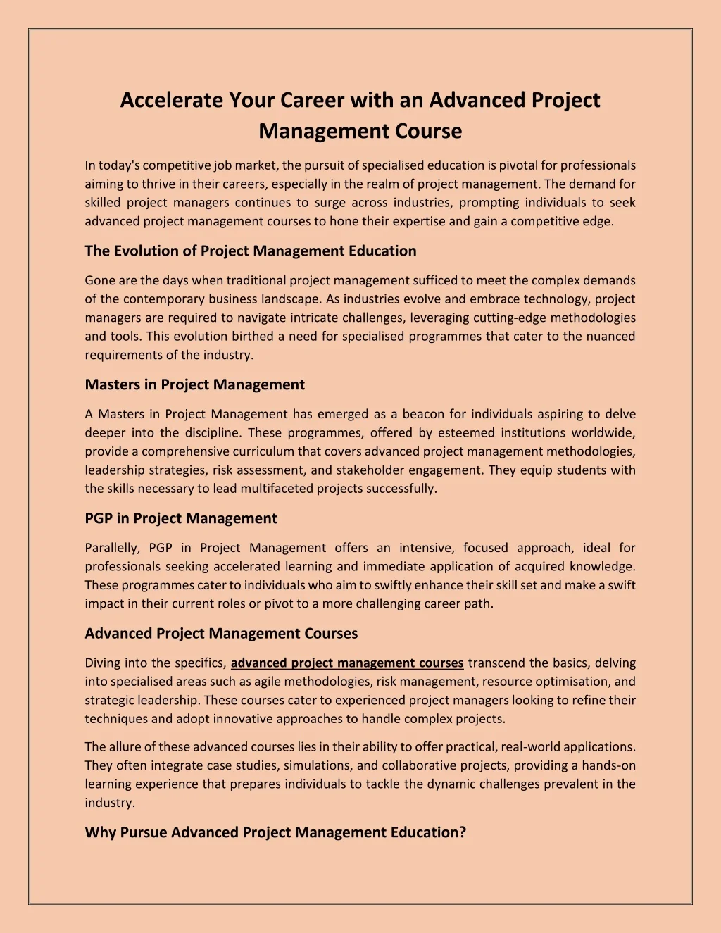 PPT - Accelerate Your Career with an Advanced Project Management Course ...