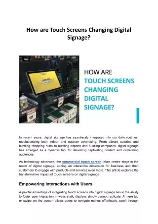 How are Touch Screens Changing Digital Signage
