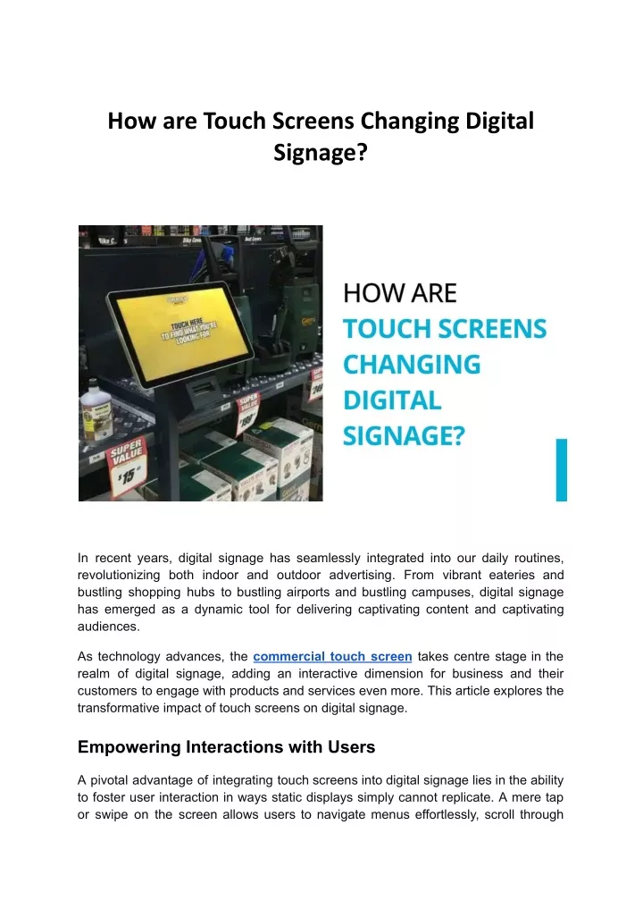 how are touch screens changing digital signage