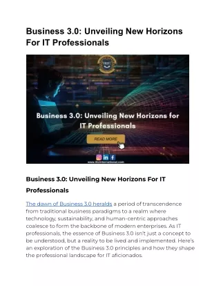 business 3 0 unveiling new horizons