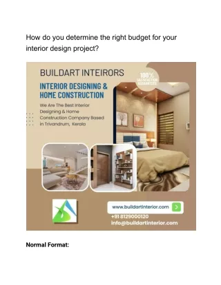 How do you determine the right budget for your interior design project