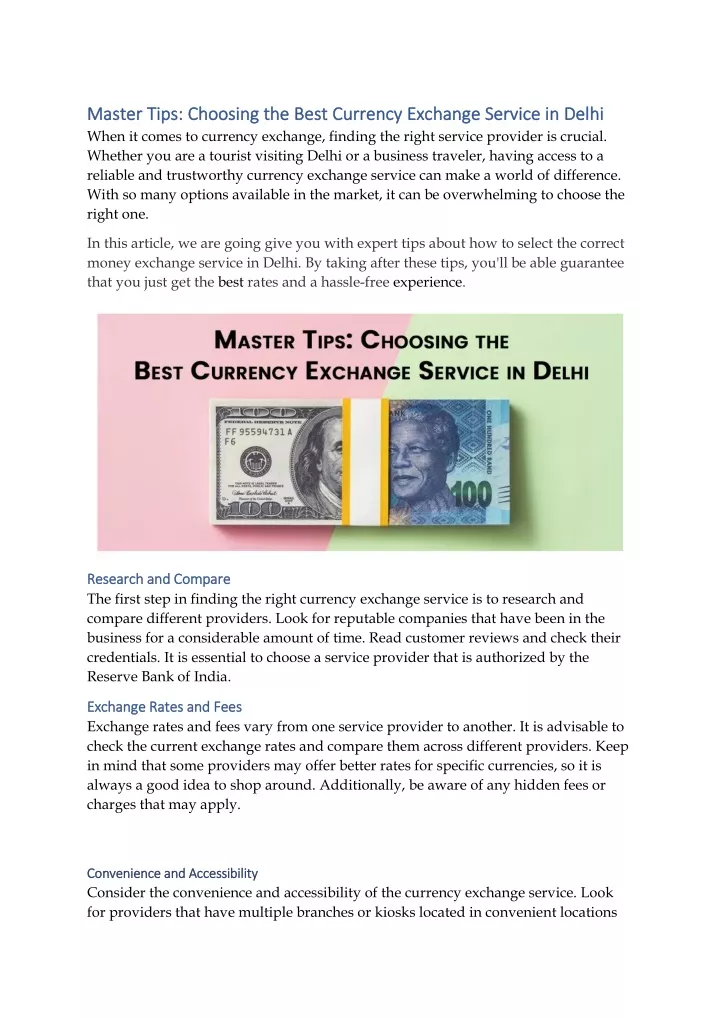 master master tips when it comes to currency