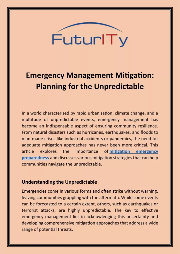 emergency management mitigation planning