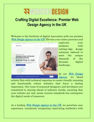 Crafting Digital Excellence Premier Web Design Agency in the UK