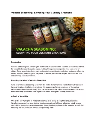 Valacha Seasoning_ Elevating Your Culinary Creations