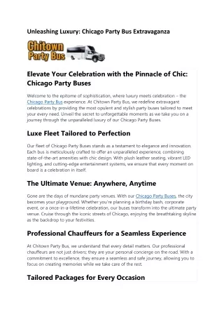 Unleashing Luxury: Chicago Party Bus Extravaganza