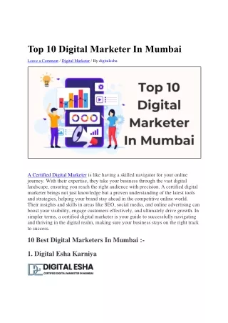 Top 10 Digital Marketer in Mumbai