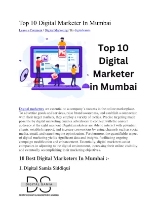 Top 10 Digital Marketer In Mumbai