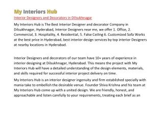 Interior Designers and Decorators in Dilsukhnagar