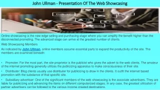 John Ullman - Presentation Of The Web Showcasing