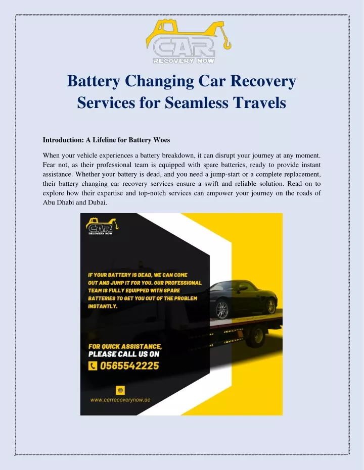 battery changing car recovery services