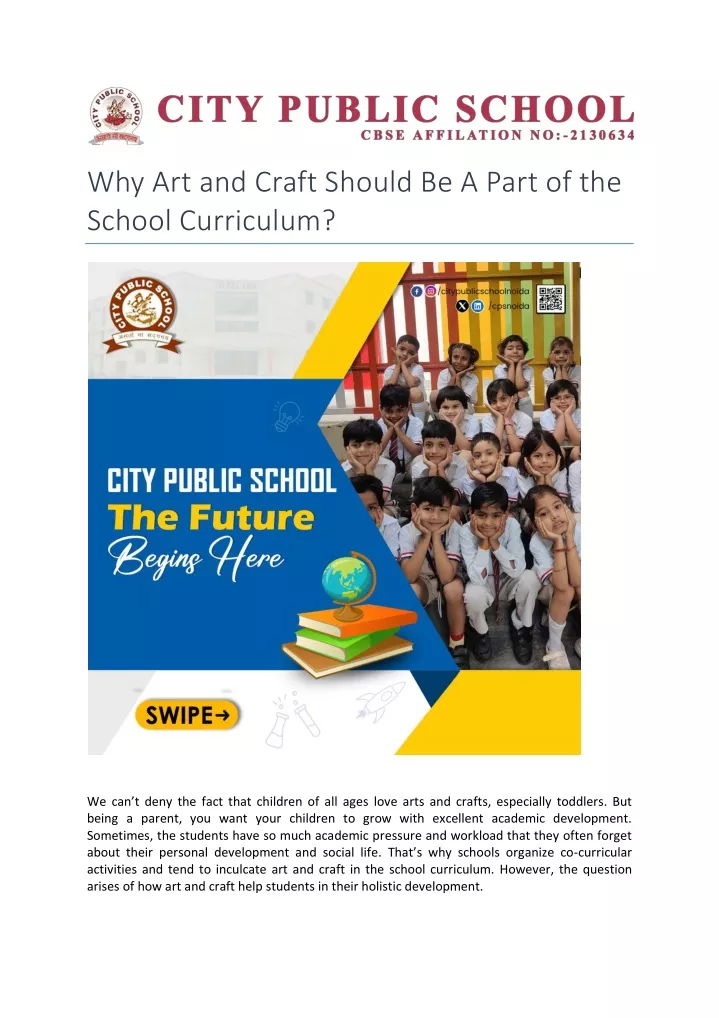 why art and craft should be a part of the school