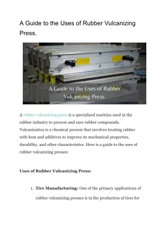 A Guide to the Uses of Rubber Vulcanizing Press (2)