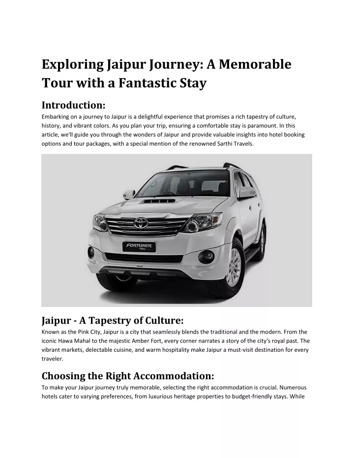 exploring jaipur journey a memorable tour with