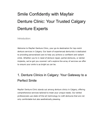 Smile Confidently with Mayfair Denture Clinic_ Your Trusted Calgary Denture Experts