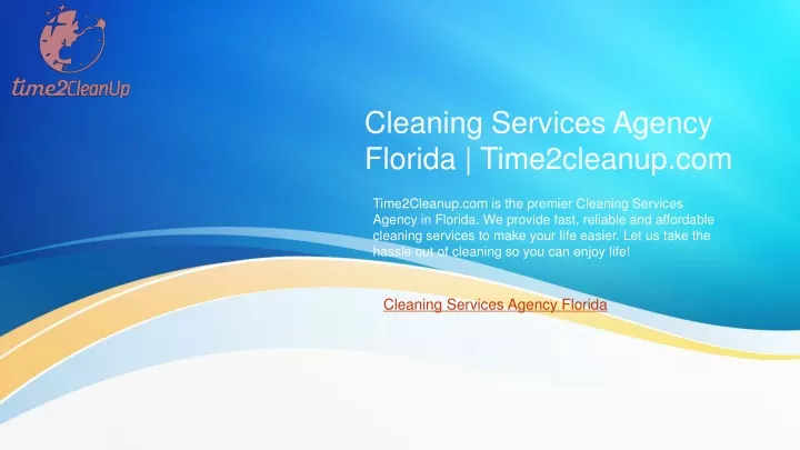 cleaning services agency florida time2cleanup com