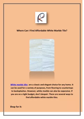 Where Can I Find Affordable White Marble Tile