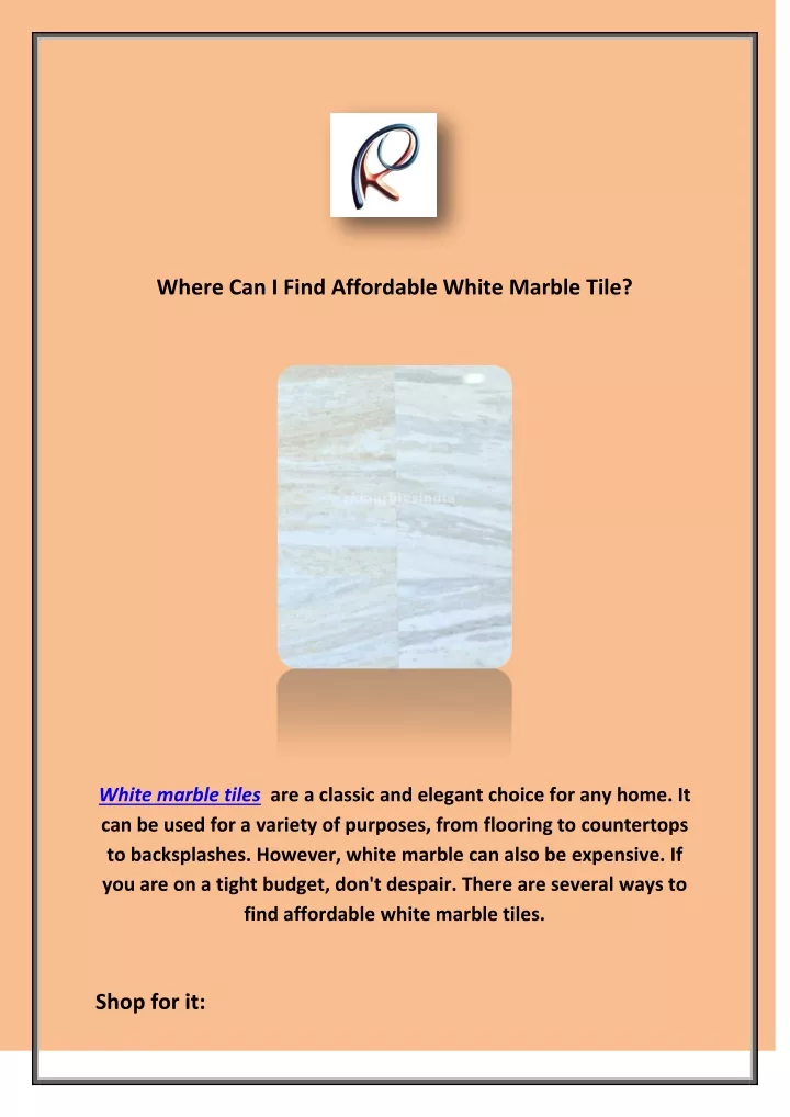 where can i find affordable white marble tile