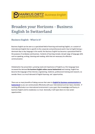 Broaden your Horizons - Business English In Switzerland