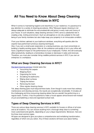all you need to know about deep cleaning services